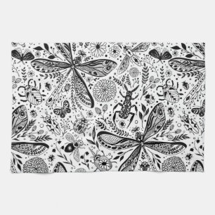 Linge De Cuisine Bugs de Doodle sur bleu foncé