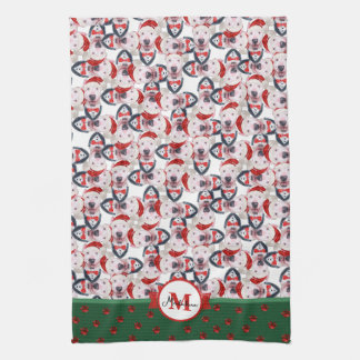 Linge De Cuisine Bull Terrier Motif Monogram Chien de Noël