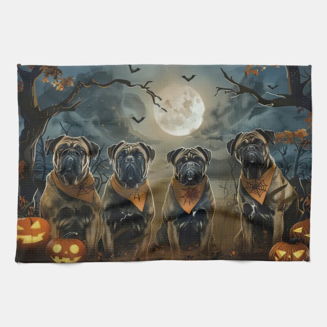 Linge De Cuisine Bullmastiff Halloween Éffrayant (Horizontal)