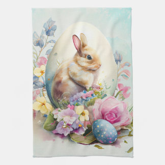 Linge De Cuisine Bunny et fleurs vintages de Pâques victoriennes