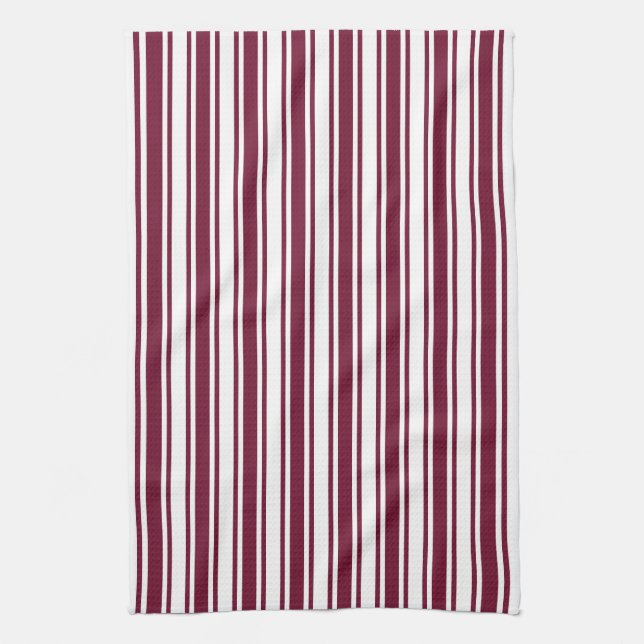 Linge De Cuisine Burgundy rouge et blanc bonbons rayures (Vertical)