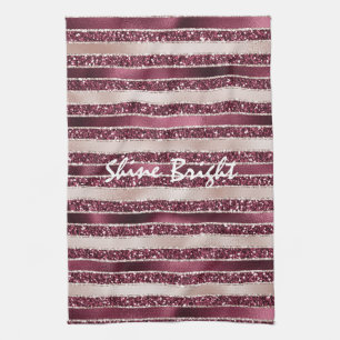 Linge De Cuisine Burgundy Rouge Rose Rose Gold Parties scintillant 