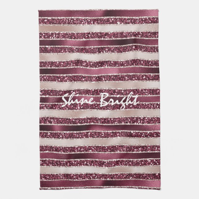 Linge De Cuisine Burgundy Rouge Rose Rose Gold Parties scintillant  (Vertical)