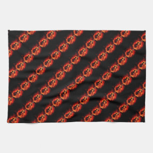 Linge De Cuisine Burning Guitar, Orange Flames Music Rock Band