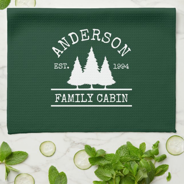 Linge De Cuisine Cabine Nom de famille Forest Green (Plié)