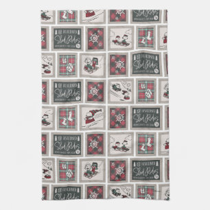 Linge De Cuisine cacahuètes Ancien Motif de traîneau