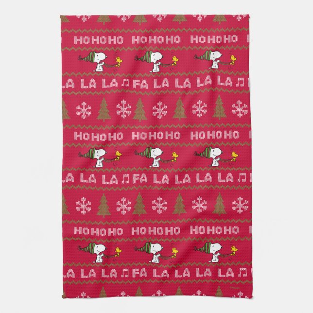 Linge De Cuisine cacahuètes | Chandail de Noël Snoopy & Woodstock (Vertical)
