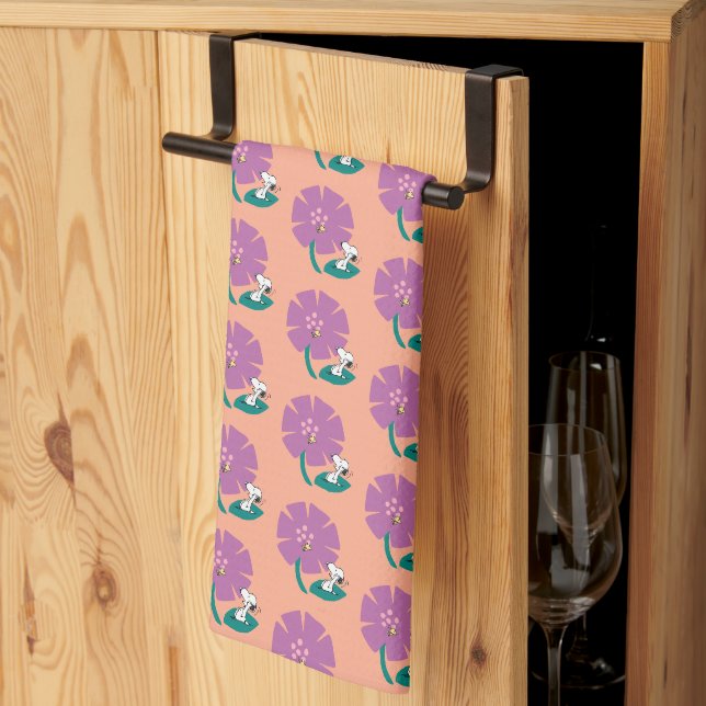 Linge De Cuisine cacahuètes | Illustration de la nature Fleur pourp (Pliage en tiers)
