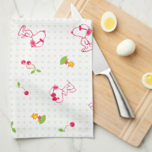Linge De Cuisine cacahuètes   Snoopy & Woodstock Cherry Motif