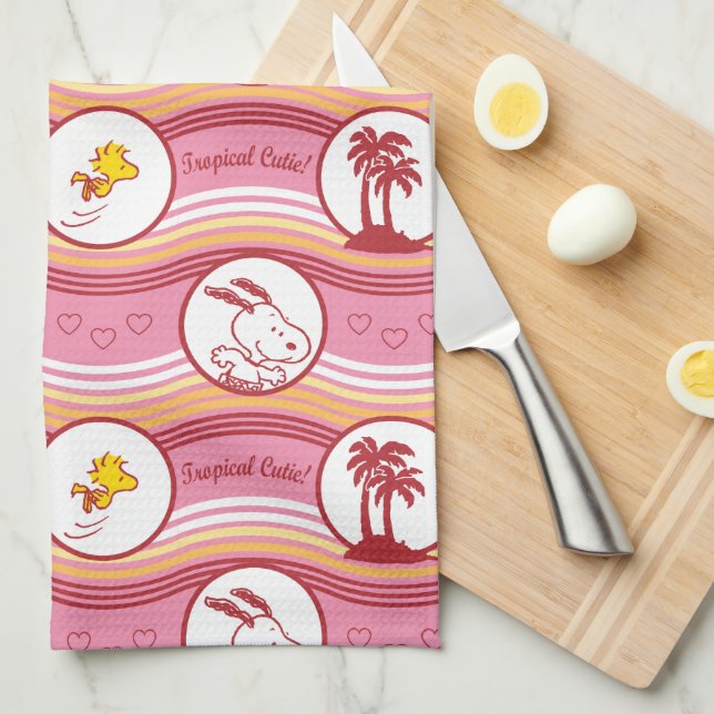 Linge De Cuisine cacahuètes | Snoopy & Woodstock Tropical Cutie (Quart Plié)
