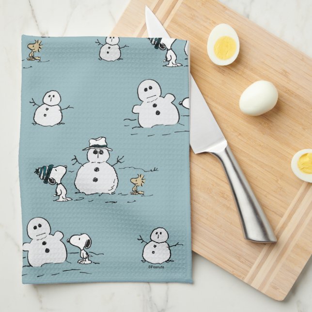 Linge De Cuisine cacahuètes | Snoopy & Woodstock Winter Break Motif (Quart Plié)