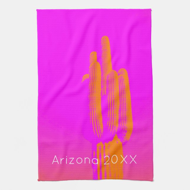Linge De Cuisine Cactus Art Arizona Année Hot rose Orange Moderne (Vertical)