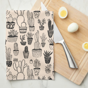 Linge De Cuisine Cactus Plante Pots Succulents Motif artisanal