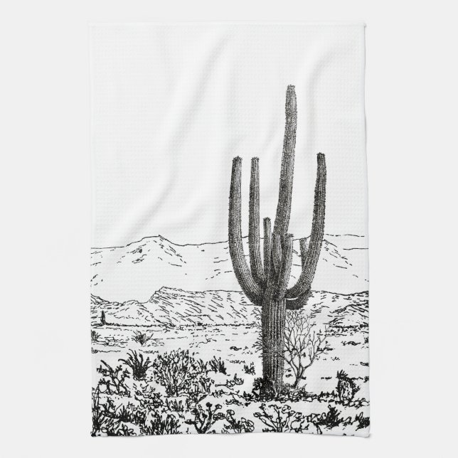 Linge De Cuisine Cactus Saguaro, le désert Vintage (Vertical)