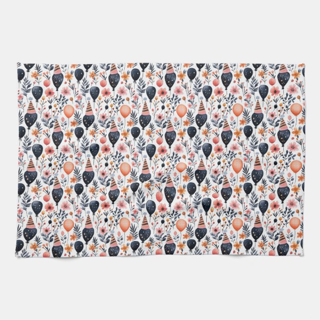 Linge De Cuisine Cadeau d'anniversaire | Ballons et fleurs Whimsica (Horizontal)