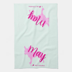 Linge De Cuisine Cadeau de maman pour Chihuahua personnalisé silhou