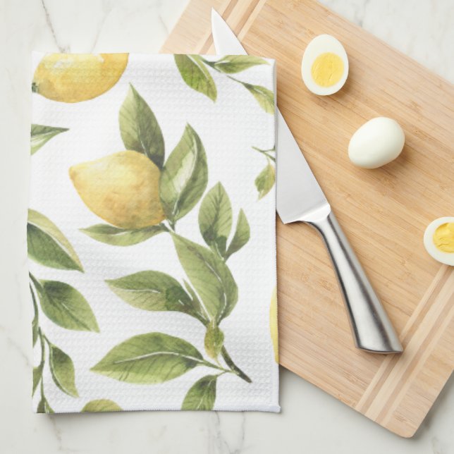 Linge De Cuisine Cadeau de mariage méditerranéen Citron Jaune (Quart Plié)