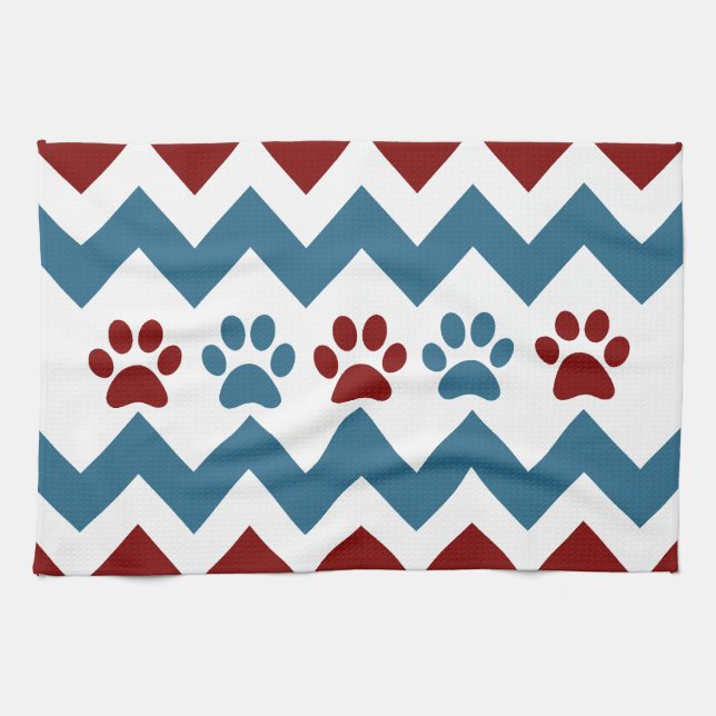 Linge De Cuisine Cadeaux bleus rouges d'amoureux des chiens (Horizontal)