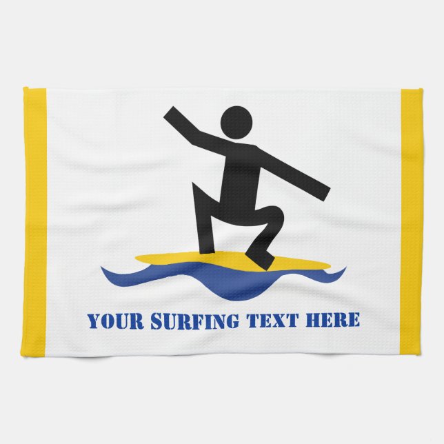 Linge De Cuisine Cadeaux de surf, surfer sur sa planche de surf (Horizontal)