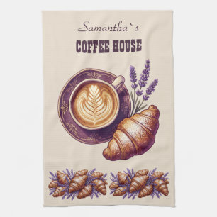 Linge De Cuisine Cafe Custom Merch Croissant Vintage Avec Lavande