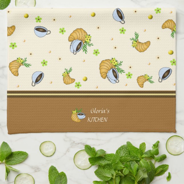 Linge De Cuisine Café et croissants (Plié)