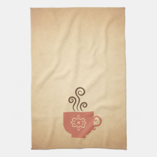 Linge De Cuisine Café ou tasse de thé sur papier vieilli Arrière -