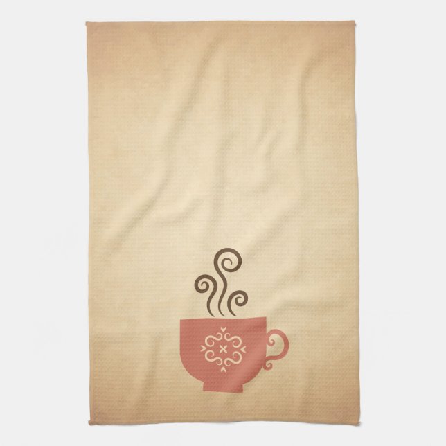 Linge De Cuisine Café ou tasse de thé sur papier vieilli Arrière -  (Vertical)