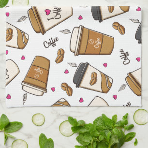 Linge De Cuisine Cafés, Fèves de café, Amateur de café, Coeurs