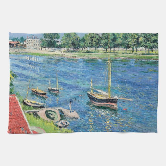 Linge De Cuisine Caillebotte - Seine à Argenteuil, Bateaux à l'ancr (Horizontal)
