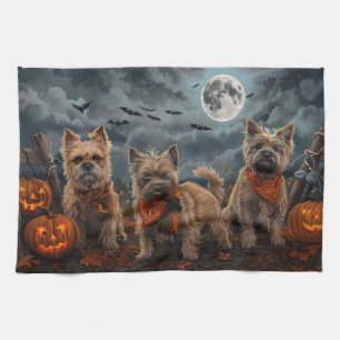 Linge De Cuisine Cairn Terrier Halloween Squelettes