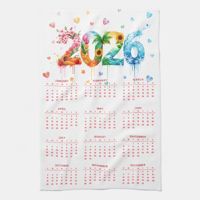 Linge De Cuisine Calendar 2026 with four season (Vertical)