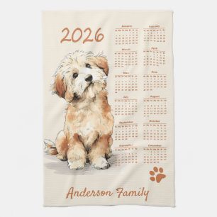 Linge De Cuisine Calendrier 2026 de mignon chien de caniche