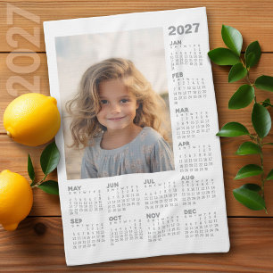 Linge De Cuisine Calendrier avec photo vue annuelle moderne minimal