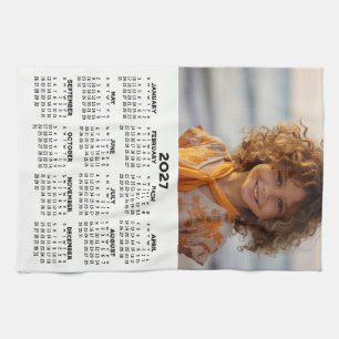 Linge De Cuisine Calendrier avec Photo - Vue Annuelle - Noir Blanc