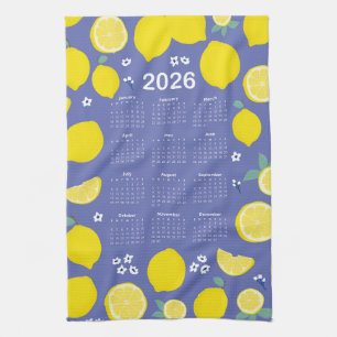Linge De Cuisine Calendrier Citrus Lemon Motif 2026