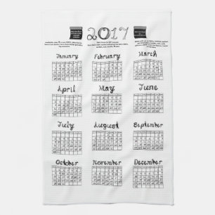 Linge De Cuisine calendrier de la police 2017 de thème de tissu de