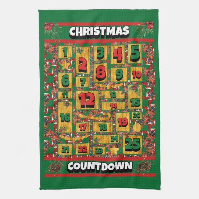 Linge De Cuisine Calendrier de l'Avent de Noël Boxer Dog Countdown (Vertical)