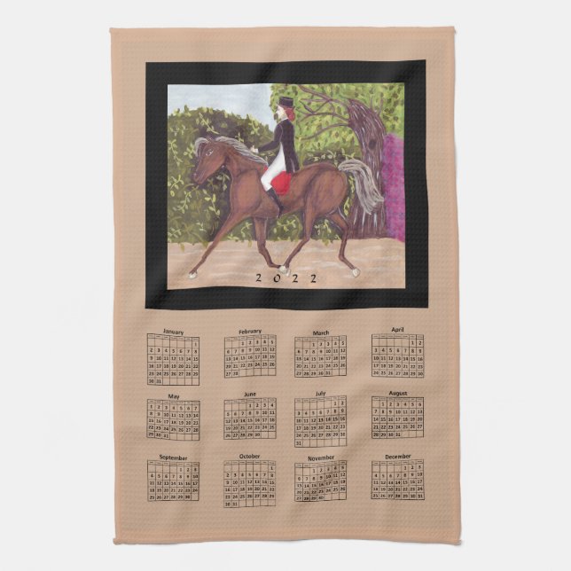 Linge De Cuisine Calendrier Dressage Horse Equine Riding Sports 202 (Vertical)