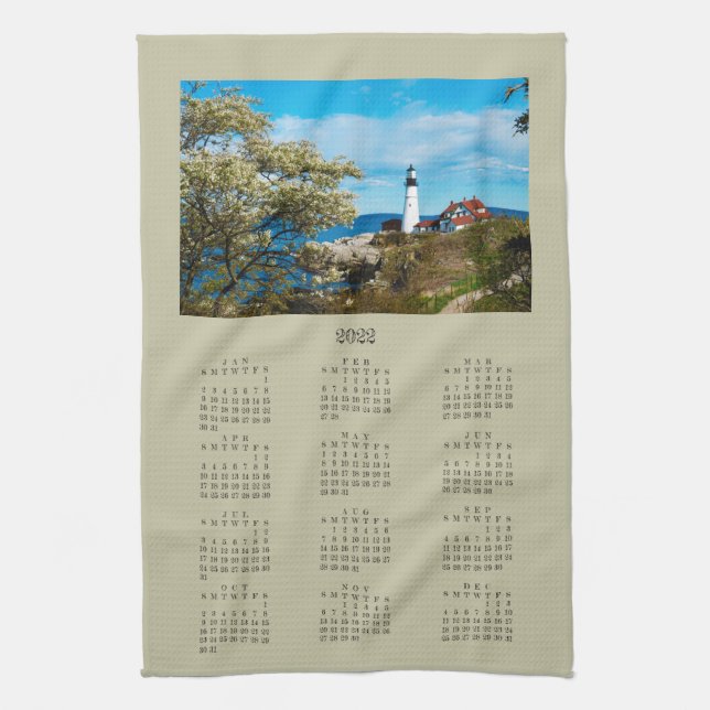 Linge De Cuisine Calendrier du phare de Portland Head Maine 2022 (Vertical)