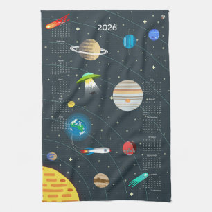 Linge De Cuisine Calendrier Retro Space 2026