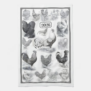 Linge De Cuisine Calendrier vintage Rooster 2026