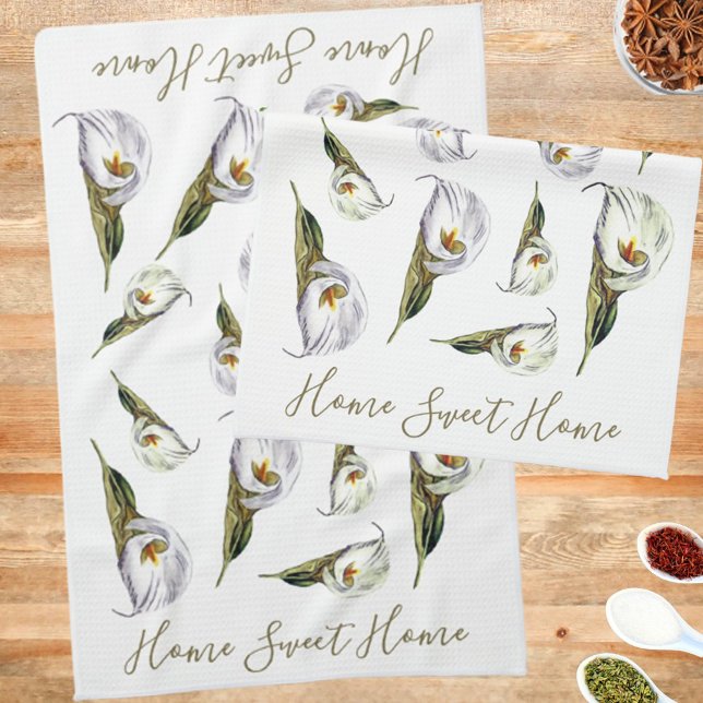 Linge De Cuisine Calla Lily Motif Accueil Sweet Home Personnalisé (Créateur téléchargé)