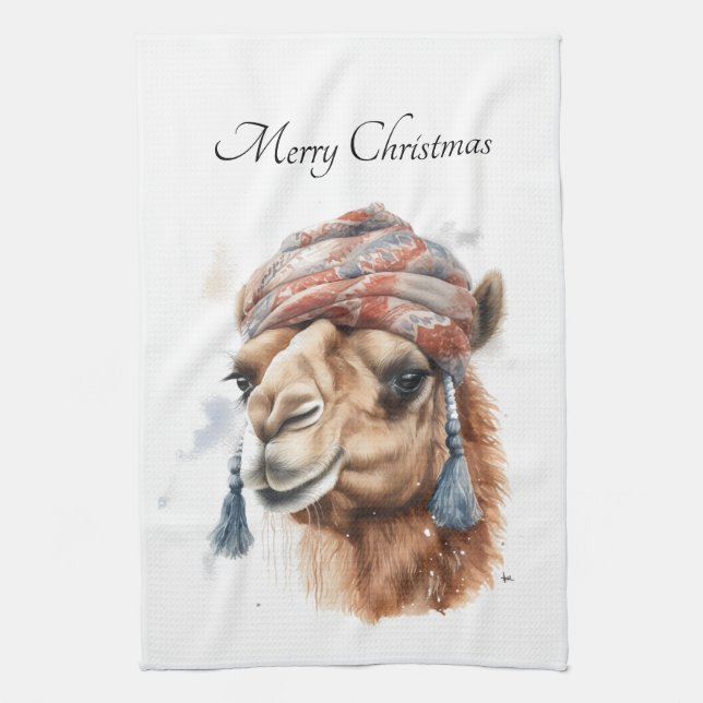 Linge De Cuisine Camel de Noël, personnalisable (Vertical)