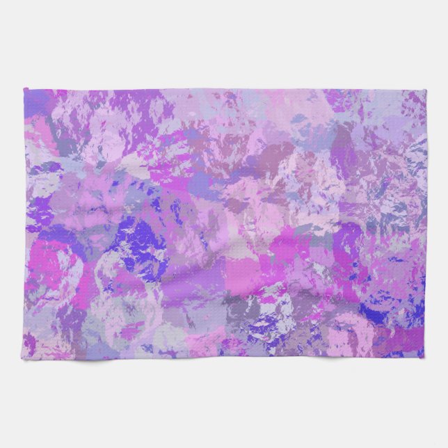 Linge De Cuisine Camo Abstrait tendance rose violet bleu (Horizontal)