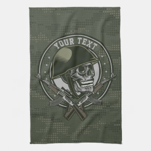 Linge De Cuisine Camouflage Militaire Personnalisé Crâne de Soldat 