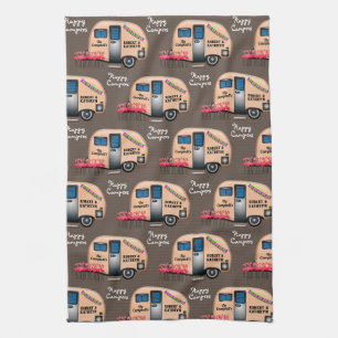 Linge De Cuisine Campeurs Happy personnalisés avec cuisine Flamant