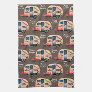 Linge De Cuisine Campeurs Happy personnalisés avec Flamants roses C