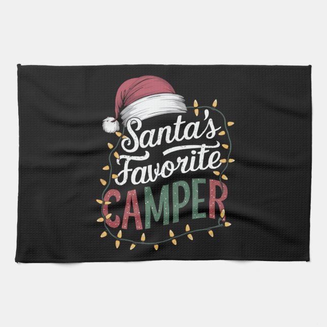 Linge De Cuisine Camping Noël Père Noël Favori Camper Cadeau (Horizontal)