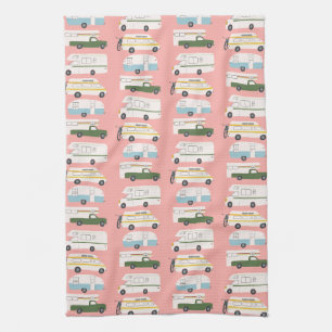 Linge De Cuisine Camping Retro Motorhome RV Vanlife Rose