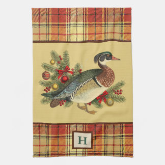 Linge De Cuisine Canard branchu avec verdure festive de fêtes et ca